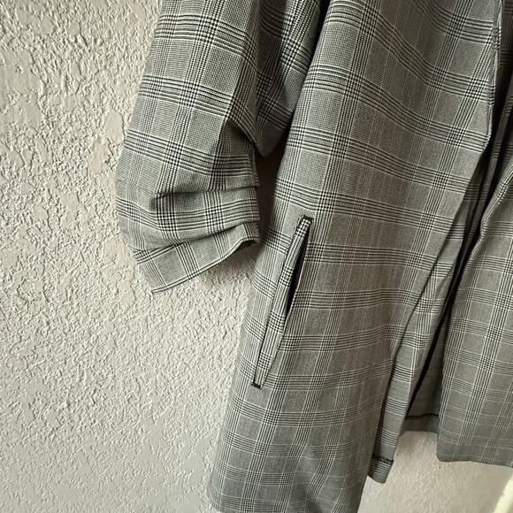 Rachel Zoe Plaid Glen Check Longline Blazer Ruched Sleeve Size Small EUC - Picture 5 of 7